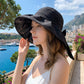 Wide Brim Sun Hat with Bow Lightweight Breathable UV Protection Foldable Travel Beach Hat