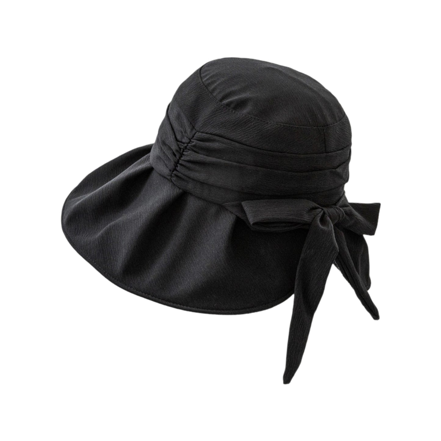 Wide Brim Sun Hat with Bow Lightweight Breathable UV Protection Foldable Travel Beach Hat