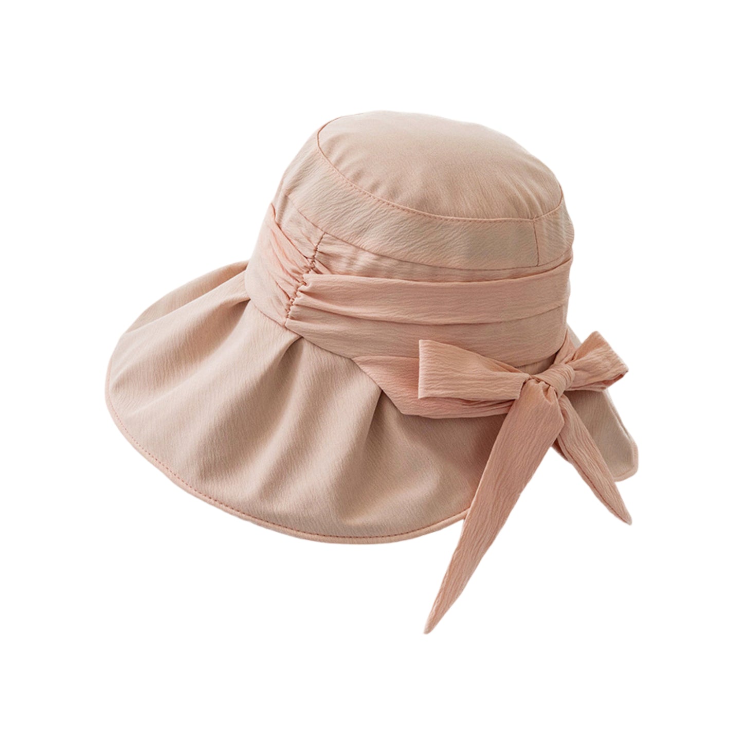 Wide Brim Sun Hat with Bow Lightweight Breathable UV Protection Foldable Travel Beach Hat