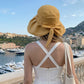 Wide Brim Sun Hat with Bow Lightweight Breathable UV Protection Foldable Travel Beach Hat
