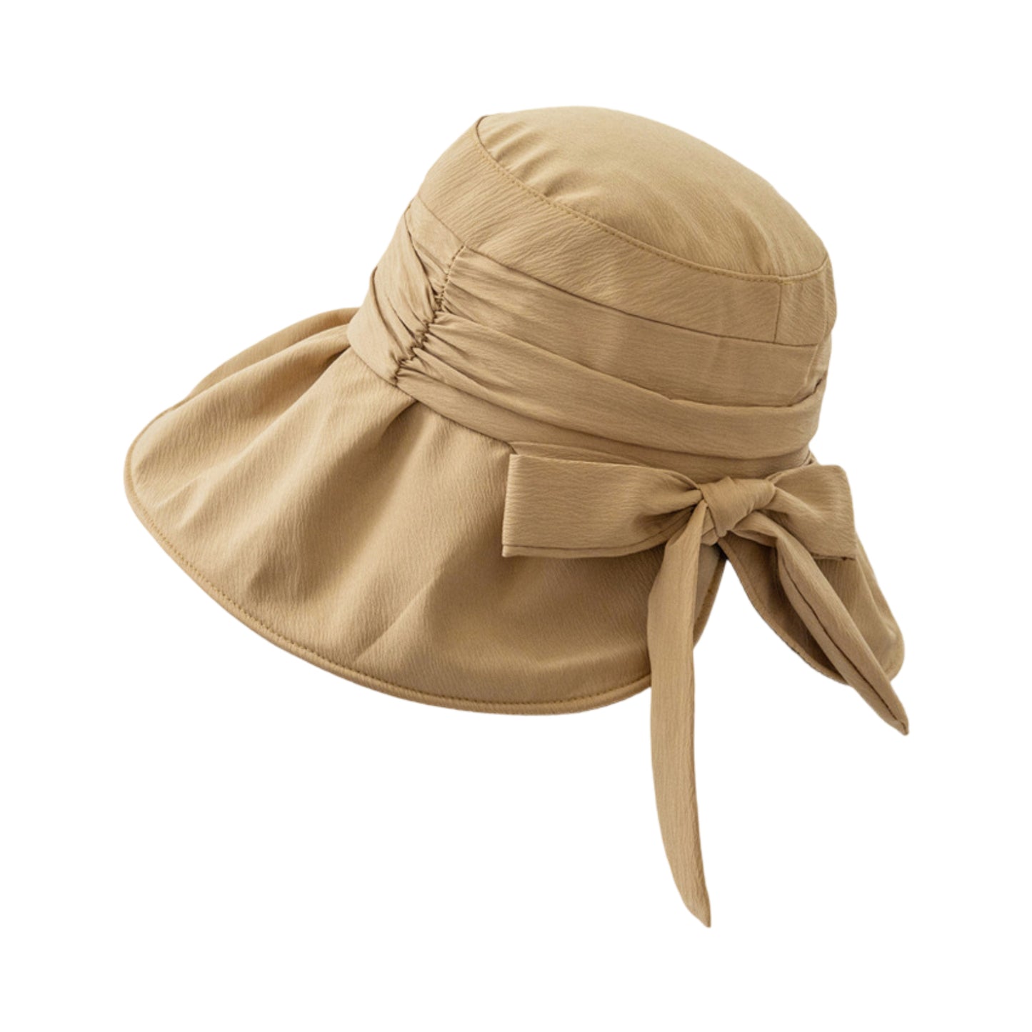 Wide Brim Sun Hat with Bow Lightweight Breathable UV Protection Foldable Travel Beach Hat