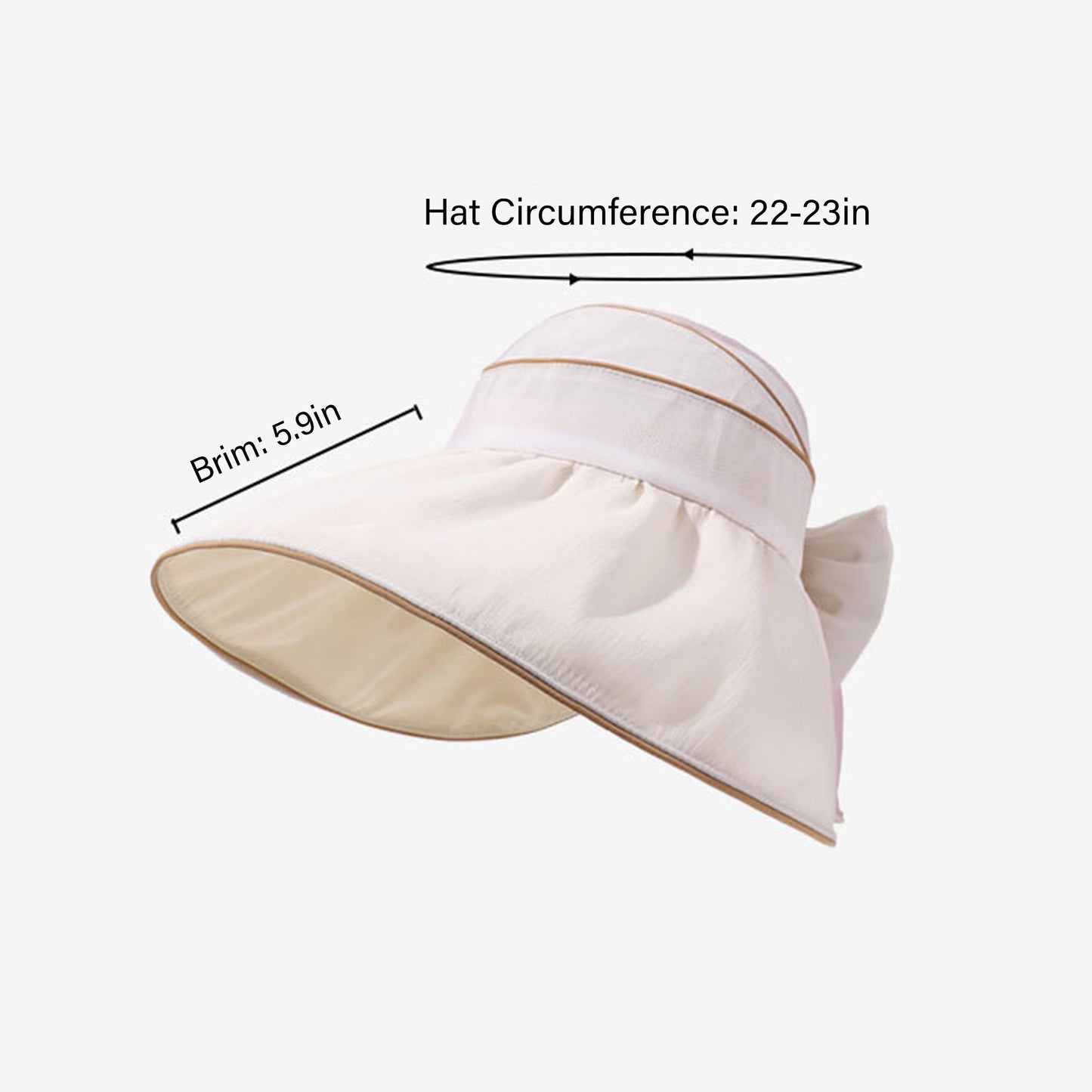Wide Brim Sun Hat Breathable Summer Beach Hat with Bow Detail and Ponytail Opening
