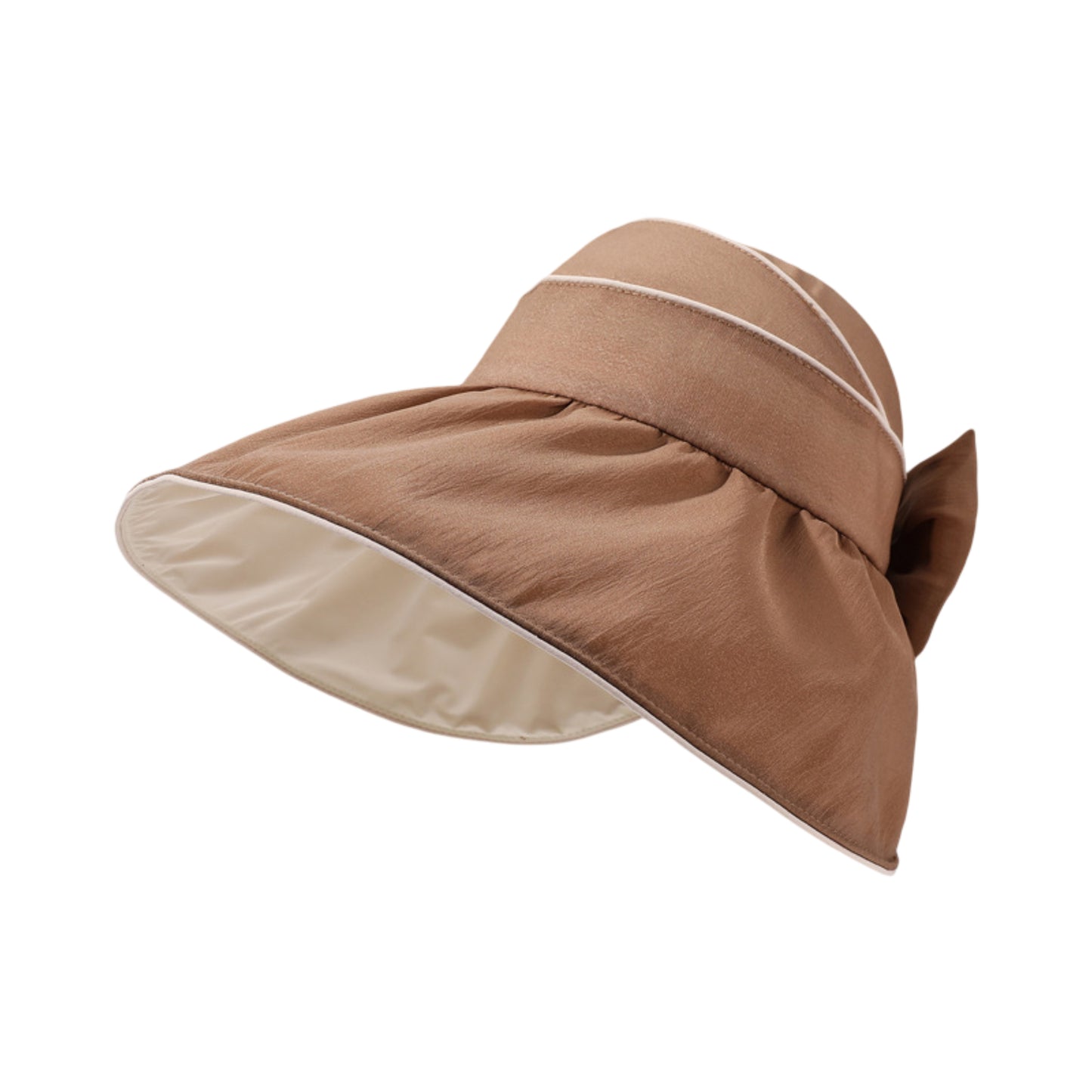 Wide Brim Sun Hat Breathable Summer Beach Hat with Bow Detail and Ponytail Opening
