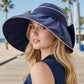 Wide Brim Sun Hat Breathable Summer Beach Hat with Bow Detail and Ponytail Opening