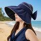 Wide Brim Sun Hat Breathable Summer Beach Hat with Bow Detail and Ponytail Opening