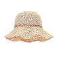 Straw Sun Hat Wide Brim Floppy Beach Hat with Floral Trim Foldable Summer UV Protection