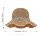 Straw Sun Hat Wide Brim Floppy Beach Hat with Floral Trim Foldable Summer UV Protection