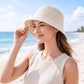 Straw Bucket Hat Lightweight Woven Sun Hat Packable Summer Beach Hat with Breathable Design