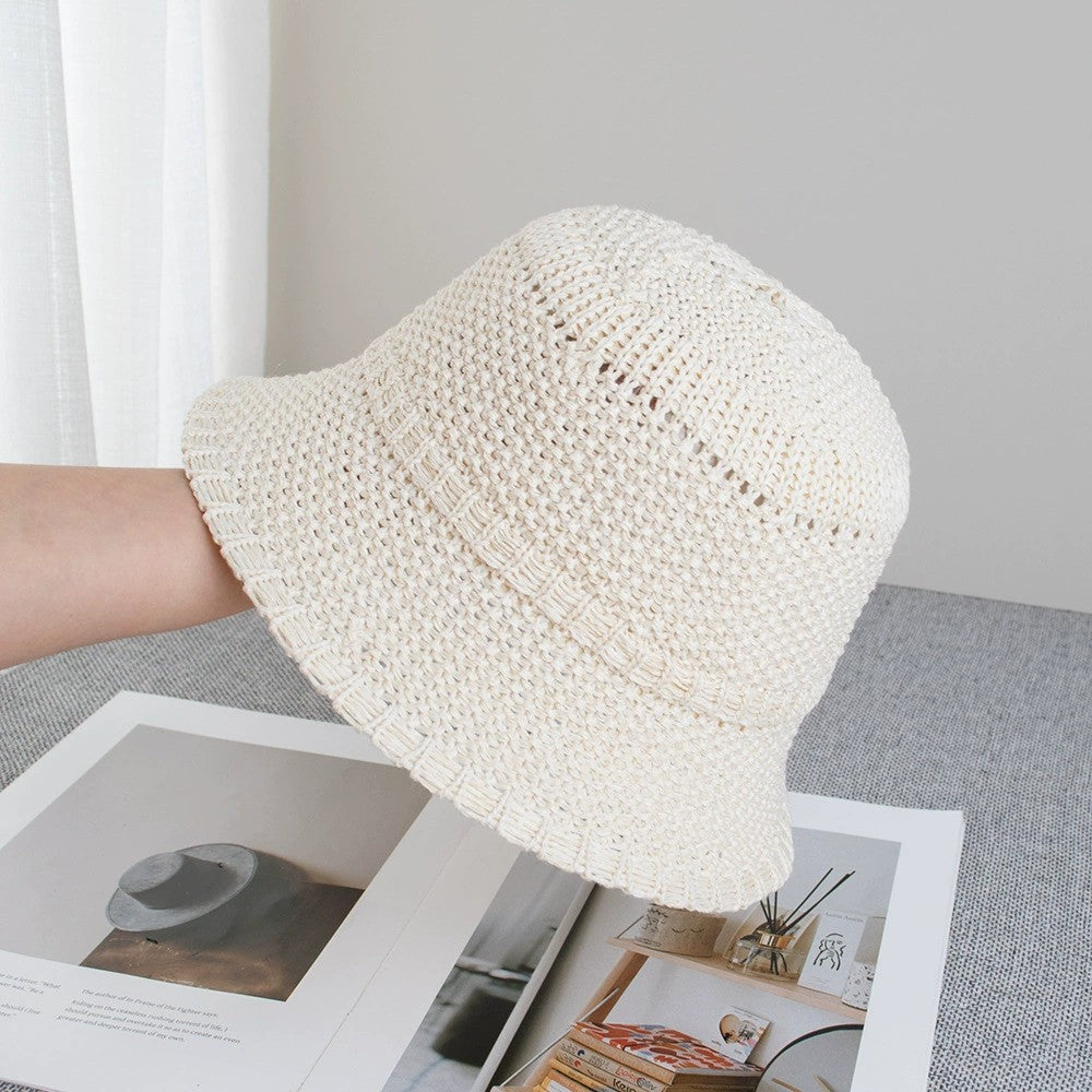 Straw Bucket Hat Lightweight Woven Sun Hat Packable Summer Beach Hat with Breathable Design