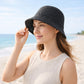 Straw Bucket Hat Lightweight Woven Sun Hat Packable Summer Beach Hat with Breathable Design