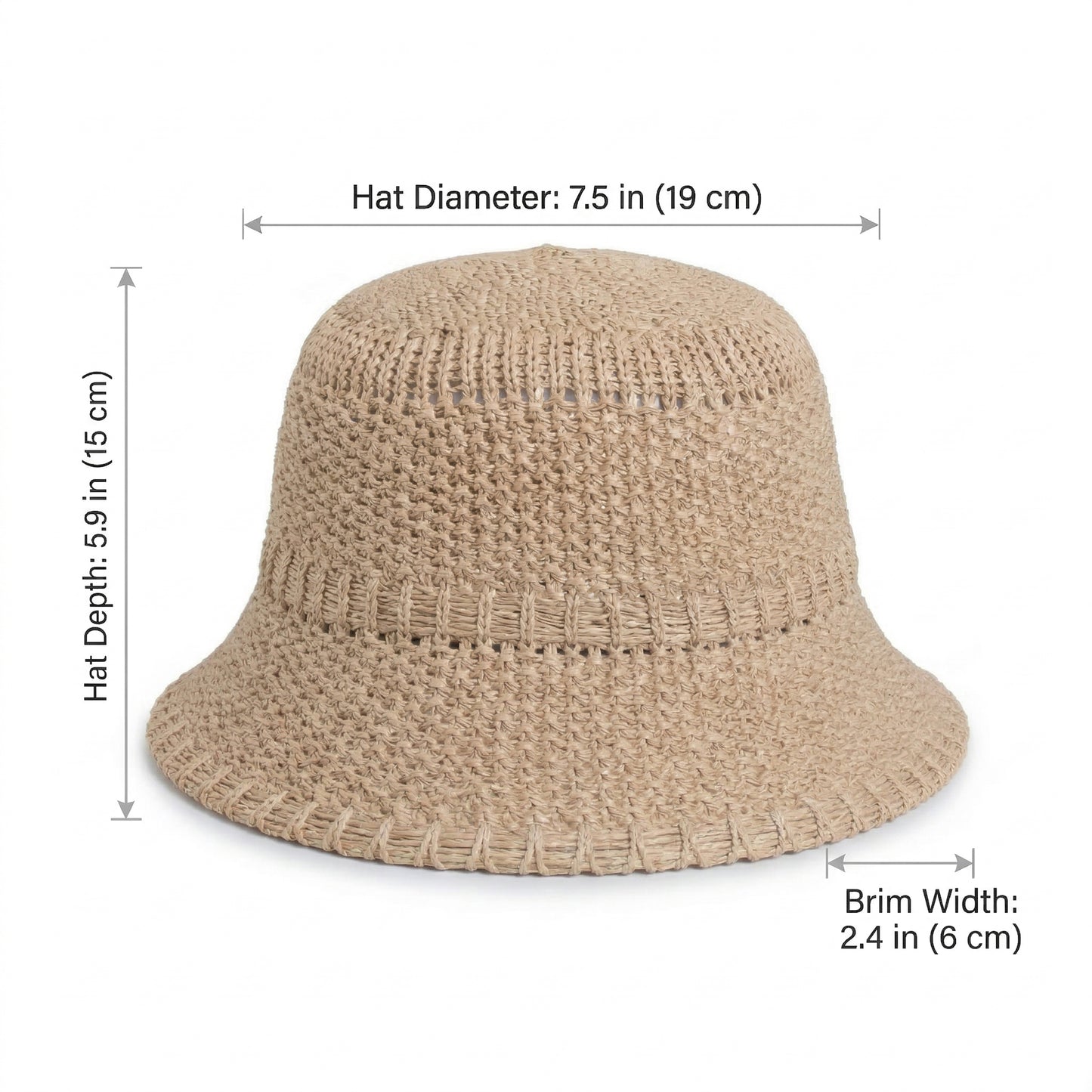 Straw Bucket Hat Lightweight Woven Sun Hat Packable Summer Beach Hat with Breathable Design