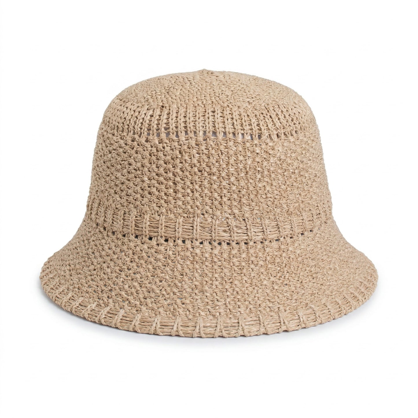 Straw Bucket Hat Lightweight Woven Sun Hat Packable Summer Beach Hat with Breathable Design