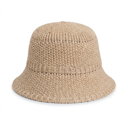 Straw Bucket Hat Lightweight Woven Sun Hat Packable Summer Beach Hat with Breathable Design