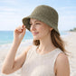 Straw Bucket Hat Lightweight Woven Sun Hat Packable Summer Beach Hat with Breathable Design