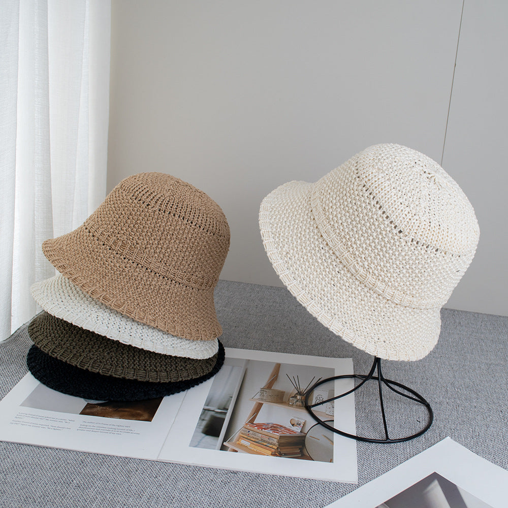 Straw Bucket Hat Lightweight Woven Sun Hat Packable Summer Beach Hat with Breathable Design