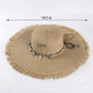 Wide Brim Straw Sun Hat with Fringe Edge and Beaded Band Summer Beach Sun Protection Hat