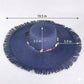 Wide Brim Straw Sun Hat with Fringe Edge and Beaded Band Summer Beach Sun Protection Hat