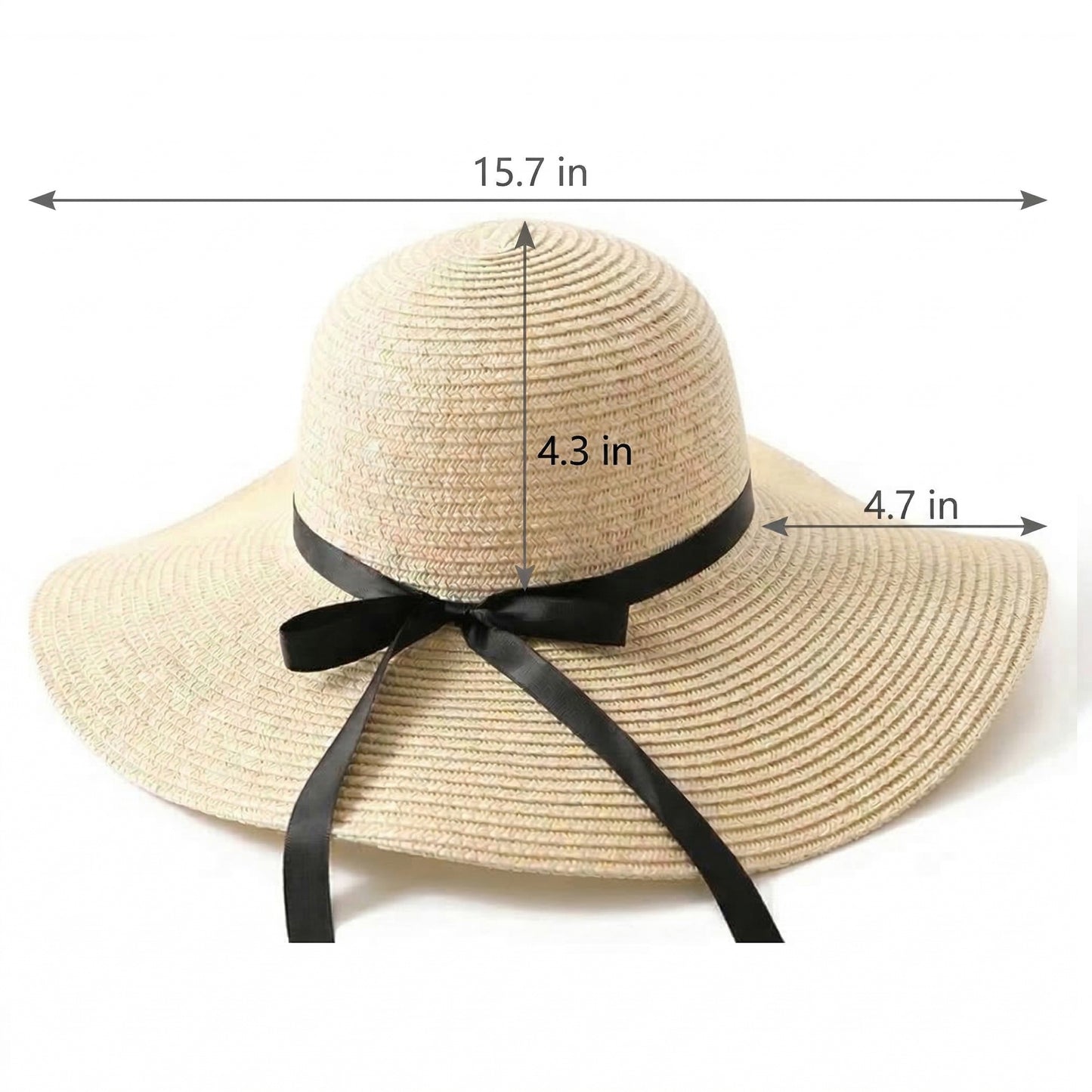 Wide Brim Straw Sun Hat with Bow Ribbon Beach Hat for Women Summer UV Protection Floppy Hat