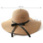 Wide Brim Straw Sun Hat with Bow Ribbon Beach Hat for Women Summer UV Protection Floppy Hat