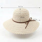 Wide Brim Crochet Sun Hat Lightweight Breathable Straw Hat with Chin Strap