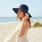 Wide Brim Crochet Sun Hat Lightweight Breathable Straw Hat with Chin Strap