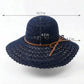 Wide Brim Crochet Sun Hat Lightweight Breathable Straw Hat with Chin Strap