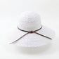 Wide Brim Crochet Sun Hat Lightweight Breathable Straw Hat with Chin Strap