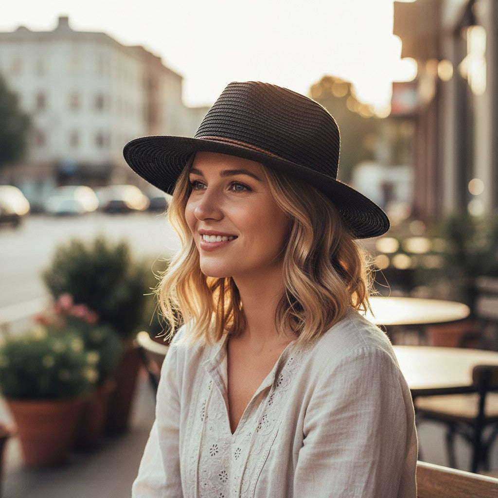 Wide Brim Straw Sun Hat Lightweight Breathable Summer Beach Hat Packable
