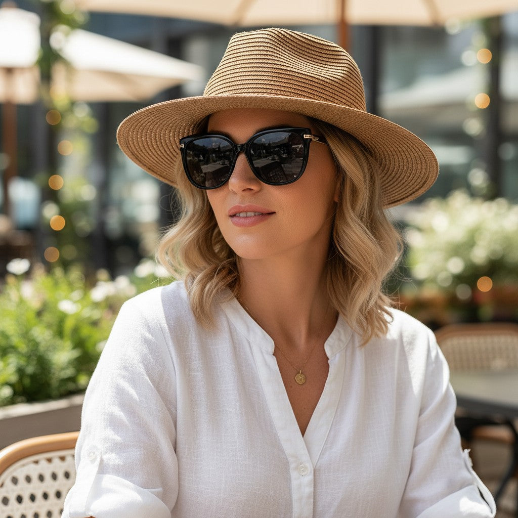Wide Brim Straw Sun Hat Lightweight Breathable Summer Beach Hat Packable