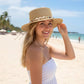 Straw Boater Hat Wide Brim Summer Sun Hat with Beaded Band Lightweight
