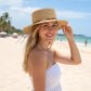 Straw Boater Hat Wide Brim Summer Sun Hat with Beaded Band Lightweight