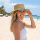 Straw Boater Hat Wide Brim Summer Sun Hat with Beaded Band Lightweight