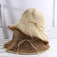 Crochet Bucket Hat Lightweight Breathable Straw Summer Hat with Tie Detail