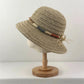 Crochet Bucket Hat Lightweight Breathable Straw Sun Hat with Woven Band