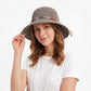 Crochet Bucket Hat Lightweight Breathable Straw Sun Hat with Woven Band