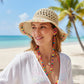 Crochet Bucket Hat with Colorful Beaded Chin Strap Lightweight Summer Sun Hat