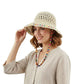 Crochet Bucket Hat with Colorful Beaded Chin Strap Lightweight Summer Sun Hat