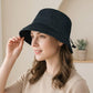 Cotton Bucket Hat Lightweight Sun Hat with Adjustable Drawstring Wide Brim