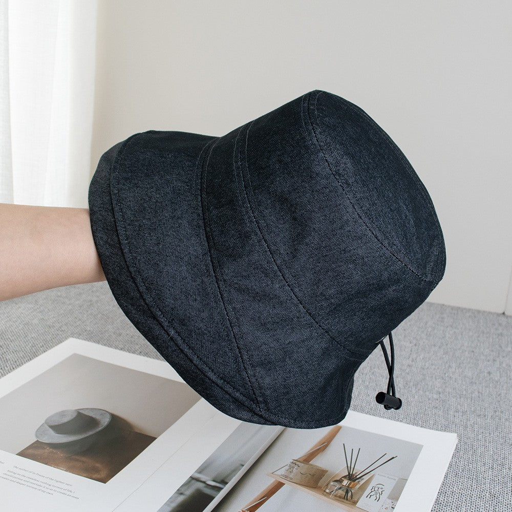 Cotton Bucket Hat Lightweight Sun Hat with Adjustable Drawstring Wide Brim