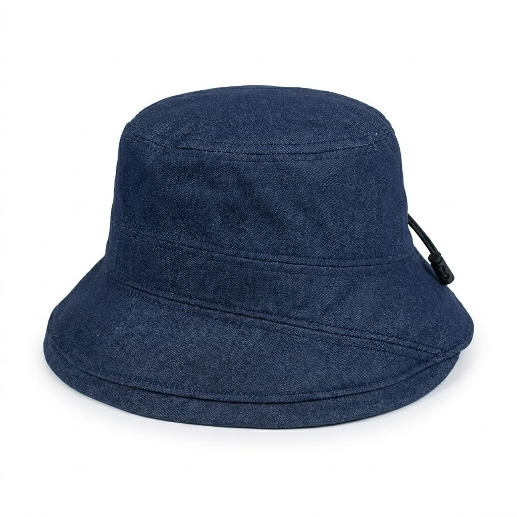 Cotton Bucket Hat Lightweight Sun Hat with Adjustable Drawstring Wide Brim