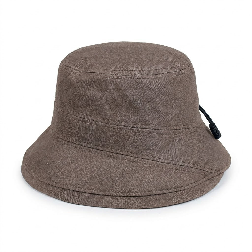 Cotton Bucket Hat Lightweight Sun Hat with Adjustable Drawstring Wide Brim
