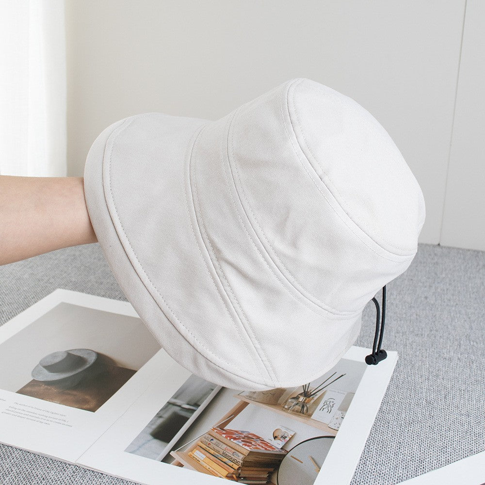 Cotton Bucket Hat Lightweight Sun Hat with Adjustable Drawstring Wide Brim