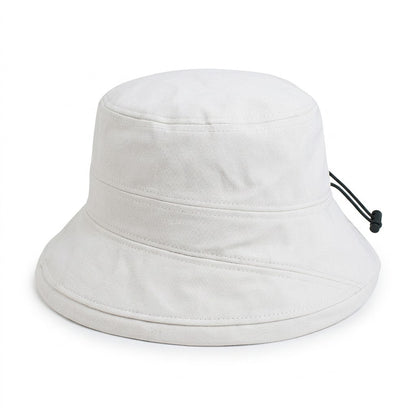 Cotton Bucket Hat Lightweight Sun Hat with Adjustable Drawstring Wide Brim