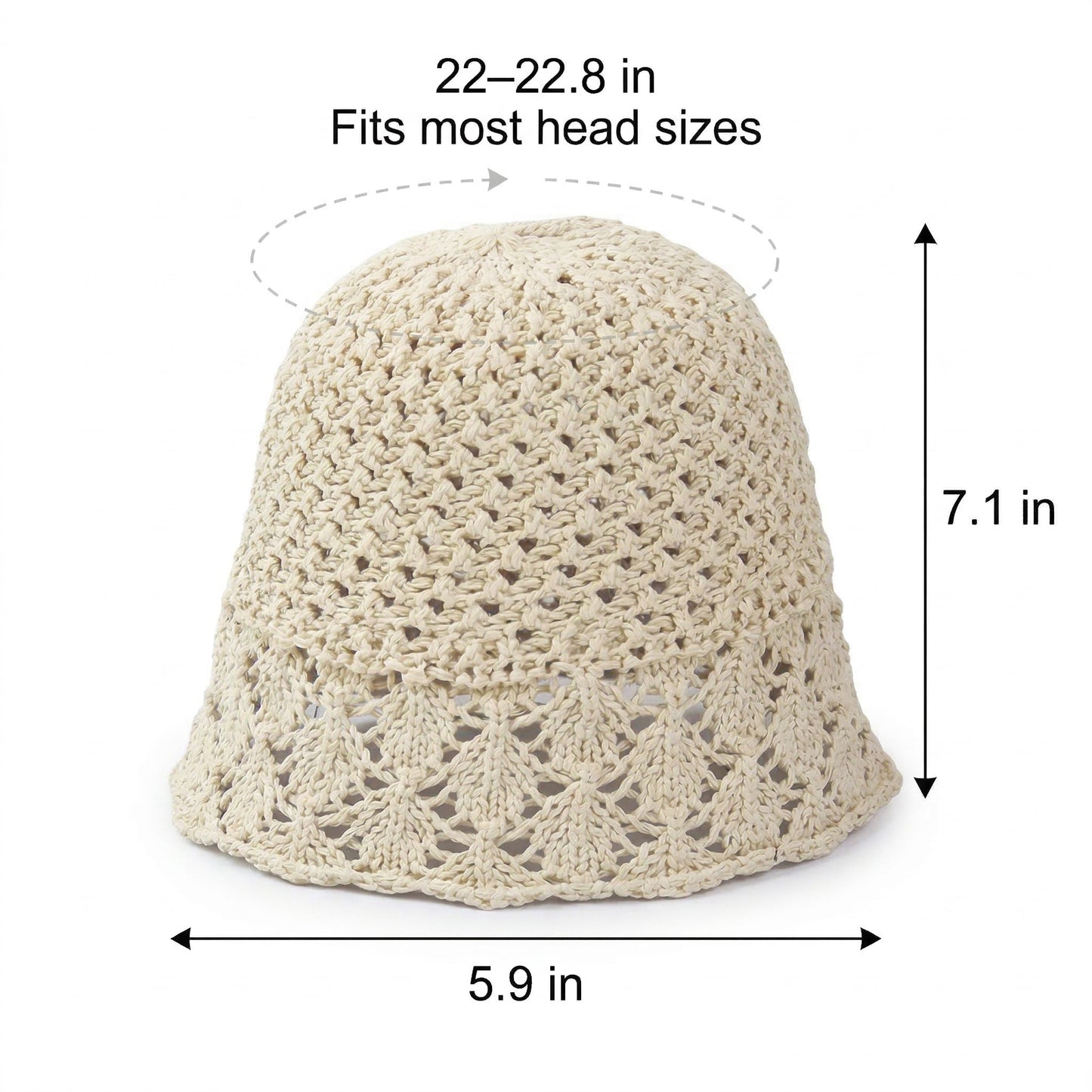 Crochet Bucket Hat Lightweight Breathable Summer Sun Hat Wide Brim Beach Hat
