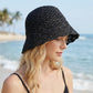 Crochet Bucket Hat Lightweight Breathable Summer Sun Hat Wide Brim Beach Hat