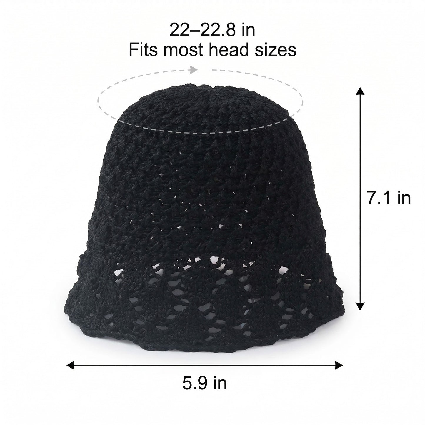 Crochet Bucket Hat Lightweight Breathable Summer Sun Hat Wide Brim Beach Hat