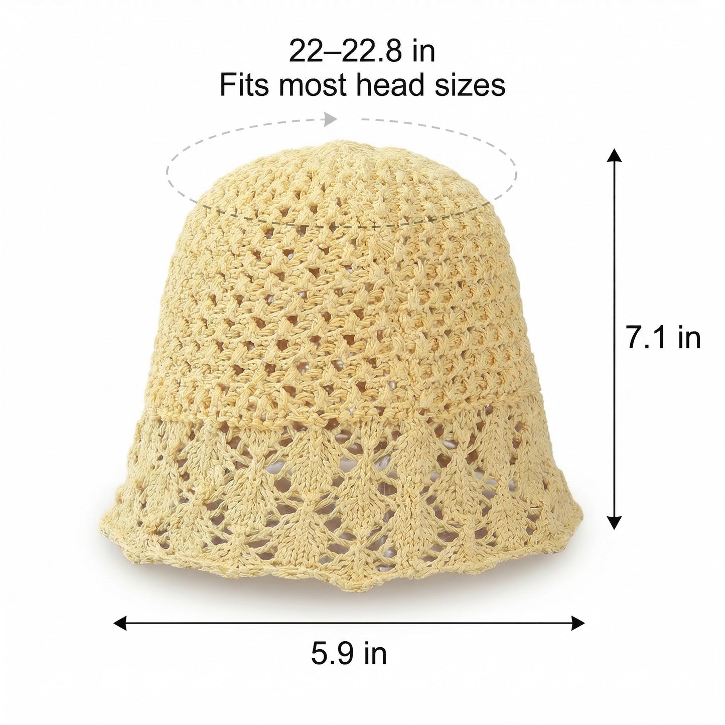 Crochet Bucket Hat Lightweight Breathable Summer Sun Hat Wide Brim Beach Hat