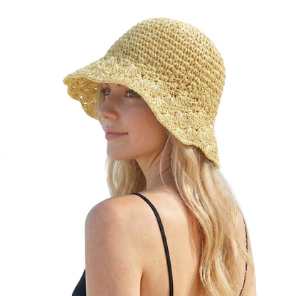 Crochet Bucket Hat Lightweight Breathable Summer Sun Hat Wide Brim Beach Hat