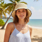 Crochet Straw Bucket Hat Scalloped Edge Wide Brim Summer Sun Hat