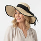Wide Brim Straw Sun Hat with Bow Tie Summer Beach Floppy Hat UV Protection